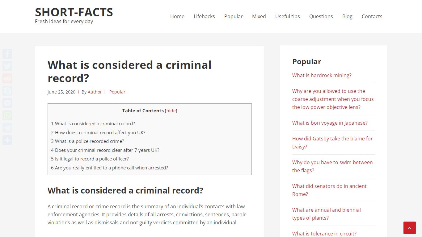 What is considered a criminal record? – Short-Facts